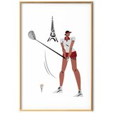  Plakat - Illustration of a Female Golfer with the Eiffel Tower in the Background 60x90 Zlatni okvir | shoptok.hr