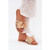 Boto Ladies flat sandals with tulle bow gold Tanira | Shoptok.si