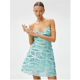 Koton Sequined Evening Dress with Mini Straps