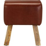 vidaXL Telovadna klop 38 cm rjava pravo usnje in trden mangov les | Shoptok.si