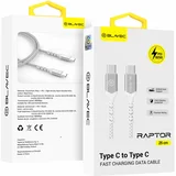 RAPTOR OPLETENI KABEL – TIP C DO TIP C – PD 60W 3A 25 cm – bijeli