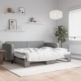 vidaXL Izvlečna dnevna postelja z vzmetnicami sv. siva 90x200 cm blago Cene