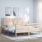 vidaXL Okvir kreveta s uzglavljem 160 x 200 cm od masivnog drva | shoptok.hr