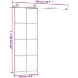  Klizna vrata s priborom 76 x 205 cm od ESG stakla i aluminija | shoptok.hr