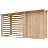 Timbela Lesena vrtna lopa + lopa za drva - Zunanja shramba 3,64 m2 / prostornina 4,9 m3 - neobdelan les - M205, (21780512) Cene