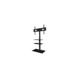 Universal Floor TV Stand Tempered Glass Base and Shelves for 32-65'' TVs, Black