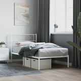 vidaXL Kovinski posteljni okvir z vzglavjem bel 90x200 cm Cene