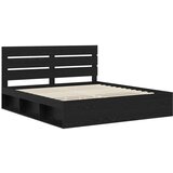  Konstrukcija postelje Črna 200 x 200 cm Masivno borovo les, (5000102775) | Shoptok.si