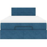 vidaXL Otomanski posteljni okvir z vzmetnico moder 120x200 cm žamet | Shoptok.si