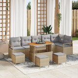 vidaXL 10-dijelni vrtni kauč set s jastučićima bež poli ratan akacija | shoptok.hr