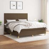  Box spring postelja z vzmetnico temno rjava 180x200 cm blago, (20899868) Cene