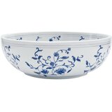 Nadgradni umivaonik bijelo-plavi okrugli Φ 41 x 14 cm keramički | Shoptok.si