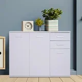 pisarniška omara 3 omarice 2 predala Les 106x35x76cm Bela, (20754169)