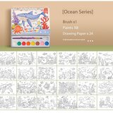  Potovalni akvarelni komplet za otroke + vgrajene barve + čopič (24 strani z motivi) - Več različic Ocean | Shoptok.si