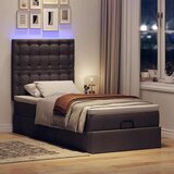 vidaXL Otomanski posteljni okvir z vzmetnico rjav 100x200 cm blago | Shoptok.si