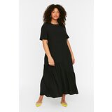 Trendyol Curve Black Ruffle Long Woven Dress Cene