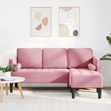 vidaXL 3-sedežna zofe z chaise longue l-oblikovana svetlo roza 160 cm žamet Cene