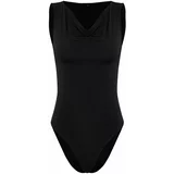 Trendyol Black Fitted/Sleeveless Turn-down Collar Zero Sleeve Snap Snaps Flexible Knitted Body