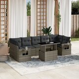 Maison Chic Seti vrtnega pohištva - Vrtna garnitura - Vrtni pohištvo set 8-delna z blazinami siv poli ratan, (21797836) | Shoptok.si
