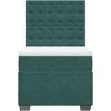 vidaXL Box spring postelja z vzmetnico temno zelena 100x200 cm žamet | Shoptok.si