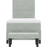  Boxspring krevet s madracem i klupom svjetlosiva 80x200 cm baršun | shoptok.hr
