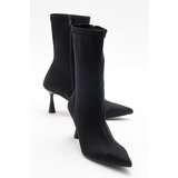 LuviShoes SPEZIA Women's Black Scuba Heeled Boots Cene