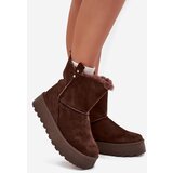 Boto Women's Snow Boots On Platform With Fur Chocolate Evelira | Shoptok.si