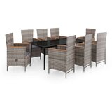  9-dijelni vrtni blagovaonski set s jastucima sivi | shoptok.hr