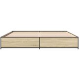 vidaXL Posteljni okvir sonoma hrast 200x200 cm inž. les in kovina, (21128848) | Shoptok.si