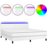 Maison Chic Box spring postelja - Vzmetna postelja z vzmetnico LED bela 180x200cm umetno usnje SL21760, (21890873) | Shoptok.si