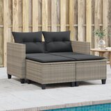 Maison Chic Vrtni kavč - Zunanji kavč dvosed s stolčki svetlo siv poli ratan, (22041820) | Shoptok.si