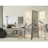  Japanski paravan - Birds by the lake – herons painted in watercolours in delicate grey and pink colours 135x172 | shoptok.hr