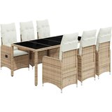 vidaXL 7-dijelni vrtni bistro set od poliratana s jastucima bež | shoptok.hr