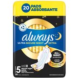 Always Ultra higijenski ulošci s krilcima Extra Secure Night 20kom Cijene