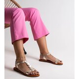 Gemre Golden Flat Sandals Amaranth | ePonuda.com