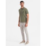 Ombre Men's polo shirt with zip neckline - olive | shoptok.hr
