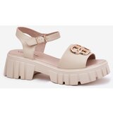 VINCEZA Women's Leather Sandals With Golden Detail | Shoptok.si