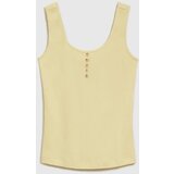 Marisse Ribbed Button-Up Top, Yellow | shoptok.hr