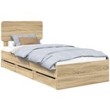vidaXL konstrukcija postelje s predalom sonoma hrast 100 x 200 cm, (5000113612) | Shoptok.si