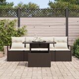  5-dijelni set vrtne sofe s jastucima smeđi poli ratan | shoptok.hr