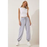  Women's Gray Melange Loose Jogging Sweatpants