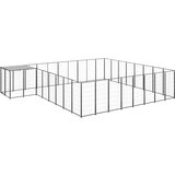 vidaXL pasji boks črn 20,57 m² jeklo | Shoptok.si