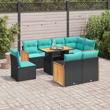  9-dijelni set vrtnih sofa s jastucima crni od poliratana bagrem | shoptok.hr