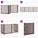 vidaXL Ograda za pse z vrati zložljiva 4 paneli rjava 320cm topolovina | Shoptok.si