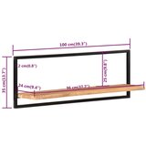  Zidne police 2 kom 100 x 24 x 35 cm masivni bagrem i čelik | shoptok.hr