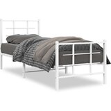 vidaXL Kovinski posteljni okvir z vzglavjem in vznožjem bel 75x190 cm | Shoptok.si
