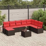  Set sofe s jastukom s pohranom 9 pcs Smeđa i crvena poliratan | shoptok.hr