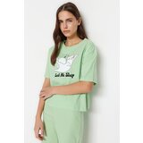 Trendyol Pajama Set - Green - With Slogan Cene