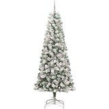vidaXL Umjetno božićno drvce s nogom Zelena i bijela 210 cm PVC | shoptok.hr