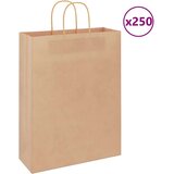  Papirnate vrećice 250 kom s ručkama smeđe 32x12x42 cm | shoptok.hr